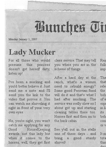 Bunches news on mucking
